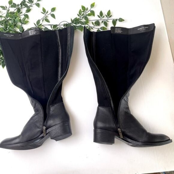 KENNET COLE LEVON LEATHER & RIB KNIT KNEE HIGH BOOTS 6.5 - Picture 7 of 12